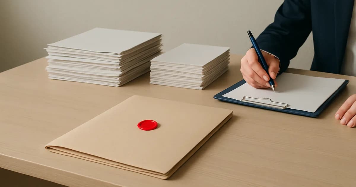 Zwei Wege teilen sich: links eine Checkliste für die Selbstbewertung, rechts ein Prüfer mit Klemmbrett für das Audit