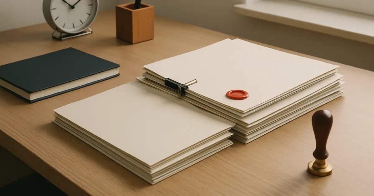 Graphique sobre représentant un studio de communication avec un badge de certificat ISO et des icônes de qualité, sécurité et environnement