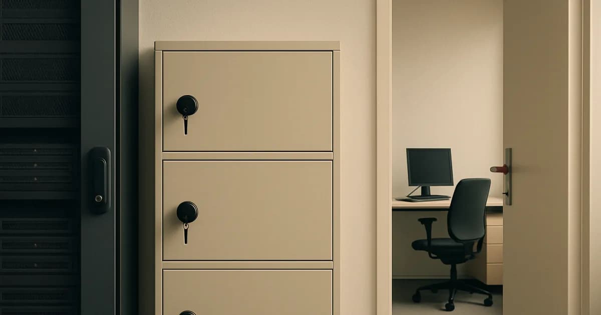Liste de contrôle stylisée avec un cadenas et sept cases cochées sur fond bleu sobre