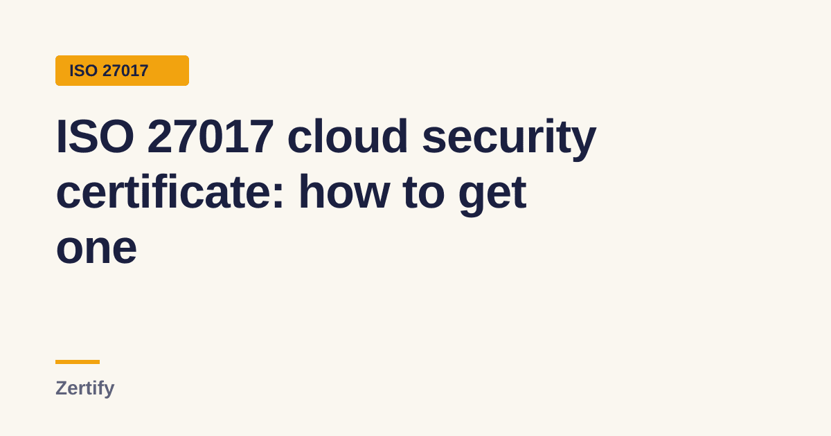 Minimal graphic of a cloud outline with a padlock and a certificate seal marked ISO 27017